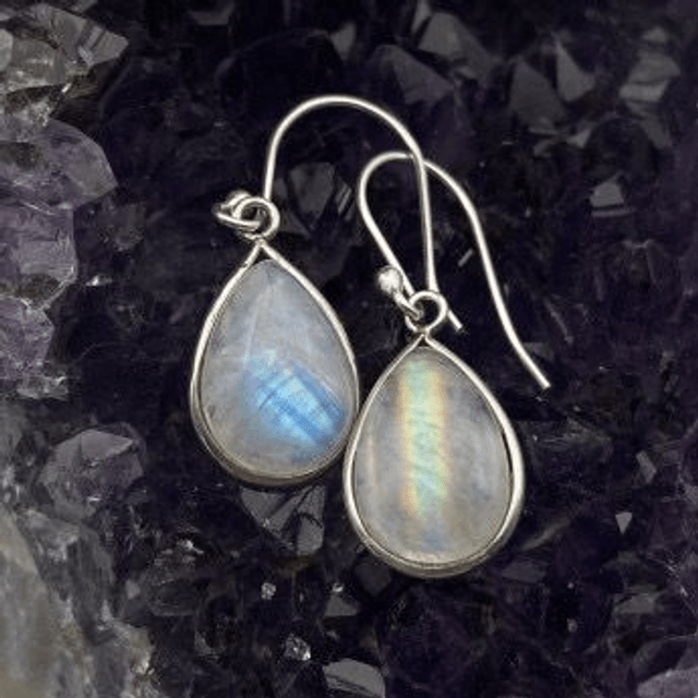 BOUCLES D'OREILLES ARGENT - LABRADORITE BLANCHE 