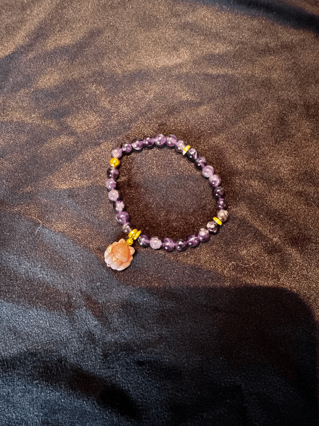 Bracelet 15 cm en améthyste et calcite rose