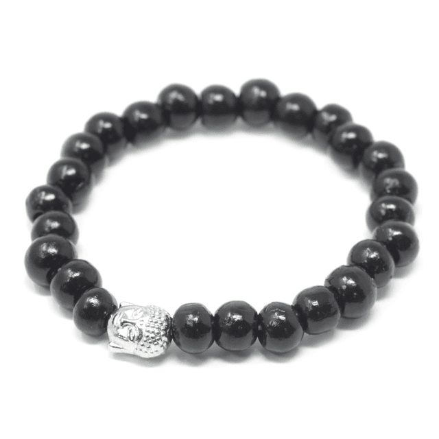 Bracelet Bouddah Perles de Bois Sombre